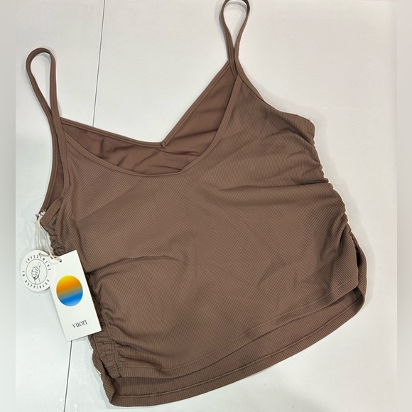 Vuori Women's XL Rib Ruched Tank Clove Brown NWT 4-Way Stretch Rib Knit - Picture 3 of 7